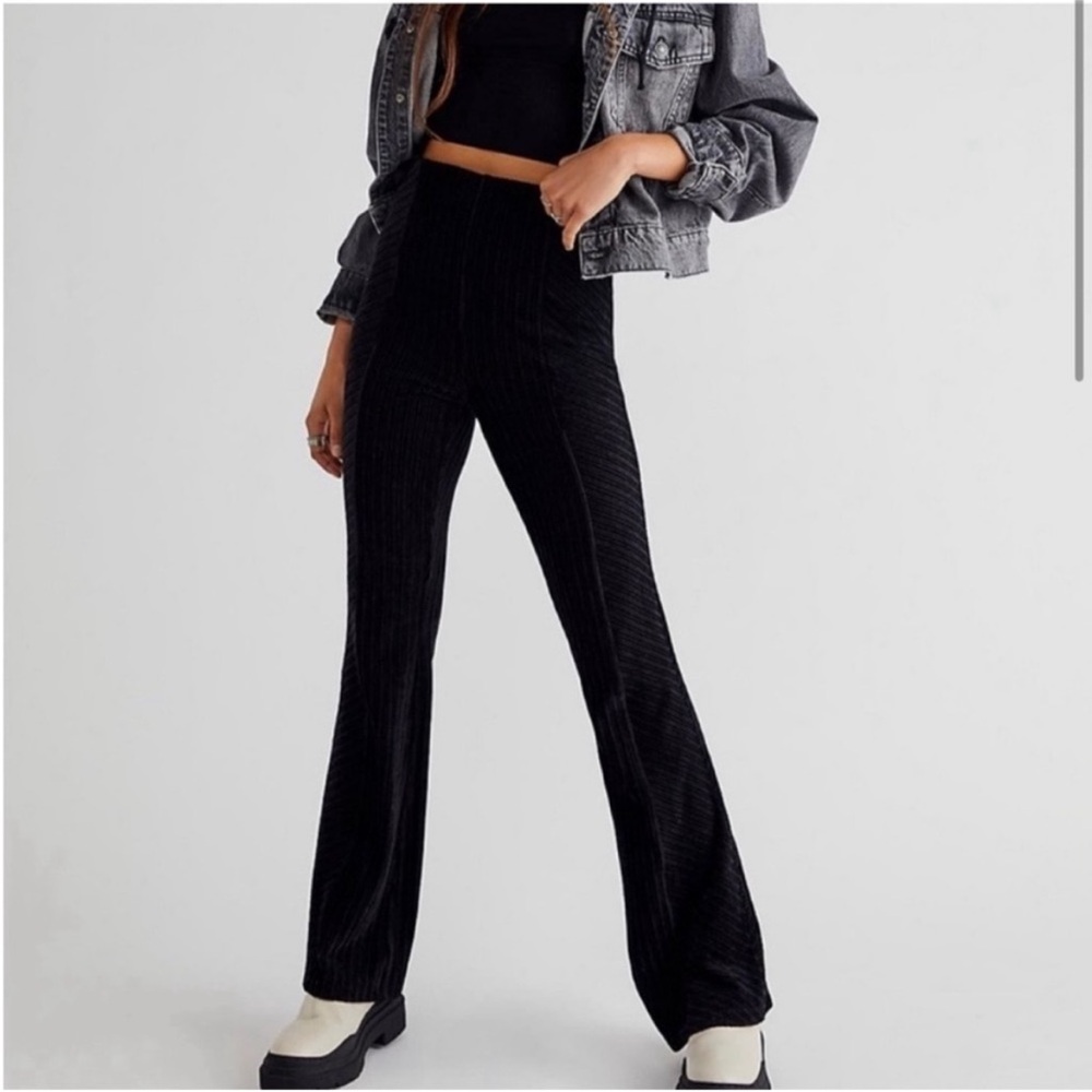 Free People Black Velvet Flare Pants